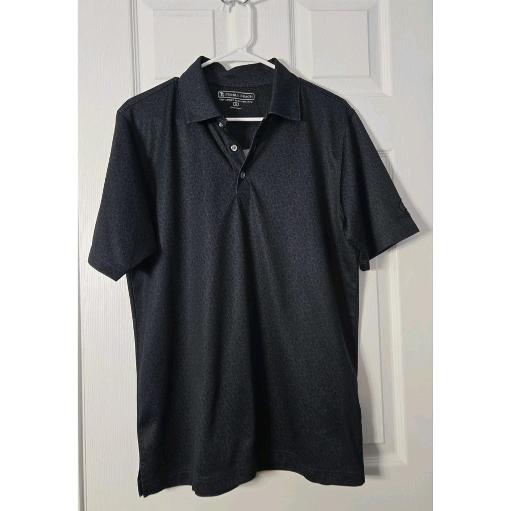 Pebble‎ Beach Mens Short Sleeve Performance Polo  MEDIUM Gray Paisley.